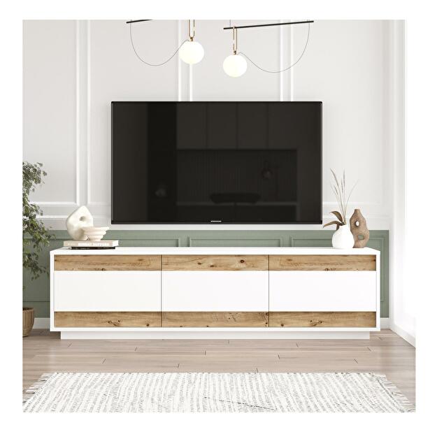  TV stolek/skříňka Milupe (bílá + borovice atlantická)