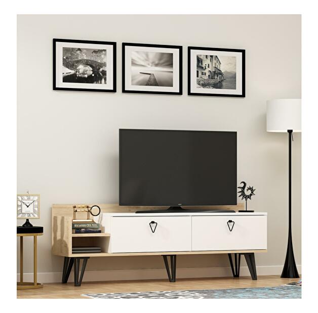  TV stolek/skříňka Limaka (dub + bílá)