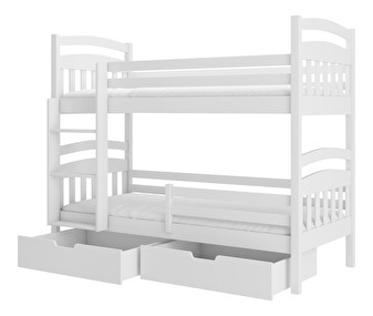 Patrová dětská postel 200x90 cm Adriana (s roštem) (bílá)
