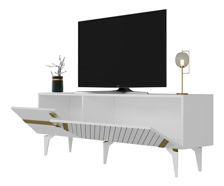 TV stolek/skříňka Tabivo (bílá + zlatá)