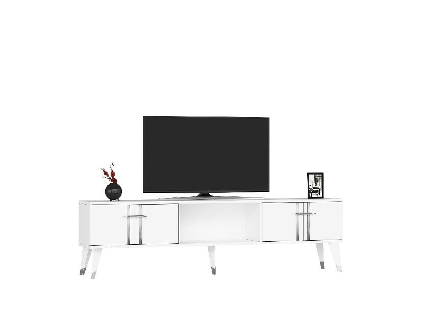  TV stolek/skříňka Pebine 2 (bílá + stříbrná)