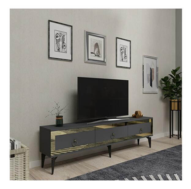  TV stolek/skříňka Muvuta 2 (antracit + zlatá)