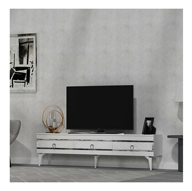  TV stolek/skříňka Vadiki 2 (bílá + stříbrná)