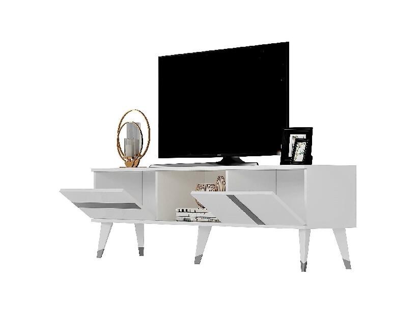  TV stolek/skříňka Vekika 2 (bílá + stříbrná)