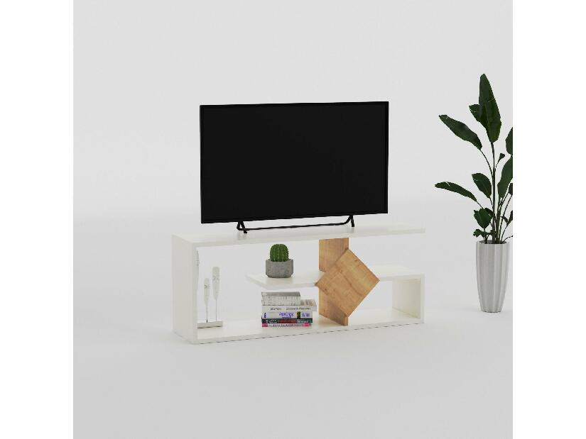  TV stolek Nanosa (bílá + dub)
