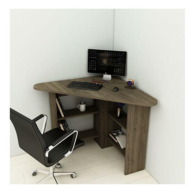  Rohový PC stolek Sabeni 2 (ořech)