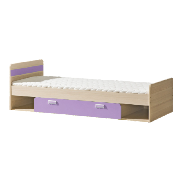 Jednolůžková postel 80 cm Echo L13 fialová (s roštem a matrací)