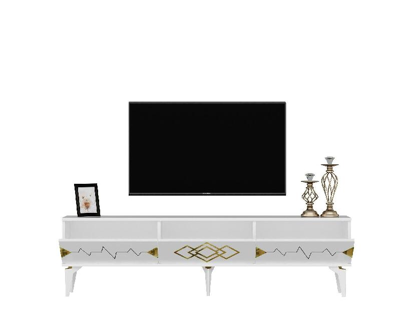  TV stolek/skříňka Vubuda (bílá + zlatá)