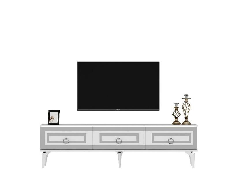  TV stolek/skříňka Pemava 2 (bílá + stříbrná)