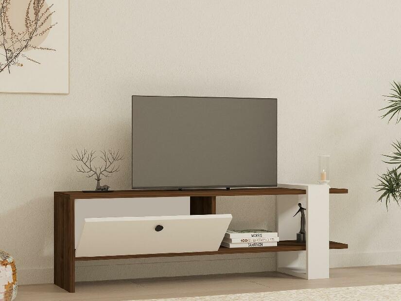  TV stolek/skříňka Dutudo (ořech + bílá)