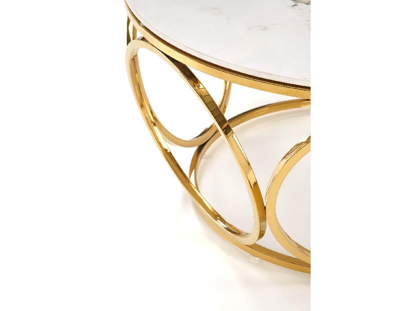 Konferenční stolek Viviana 2 (bílý mramor + zlatá)