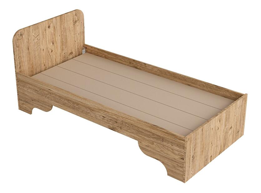 Jednolůžková postel 80 cm Poleso 2 (borovice atlantická + béžová) (s roštem)