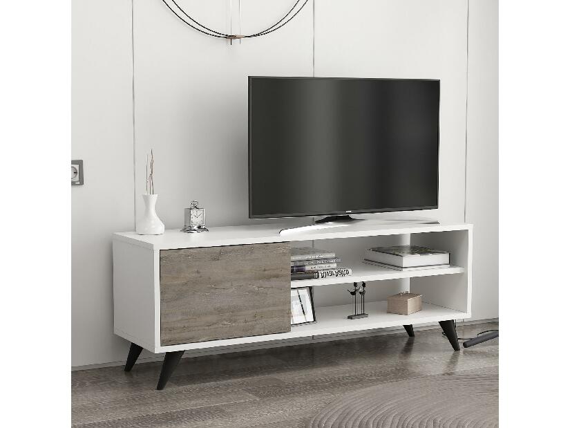  TV stolek/skříňka Dotave (bílá + tmavě šedá)