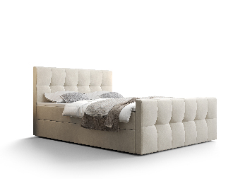 Manželská postel Boxspring 140 cm Macheta Comfort (béžová) (s matrací a úložným prostorem)