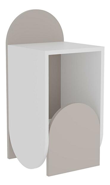 Noční stolek Kevepa (bílá + světlá mocha)