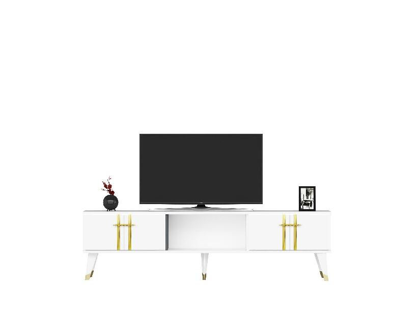  TV stolek/skříňka Pebine 2 (bílá + zlatá)