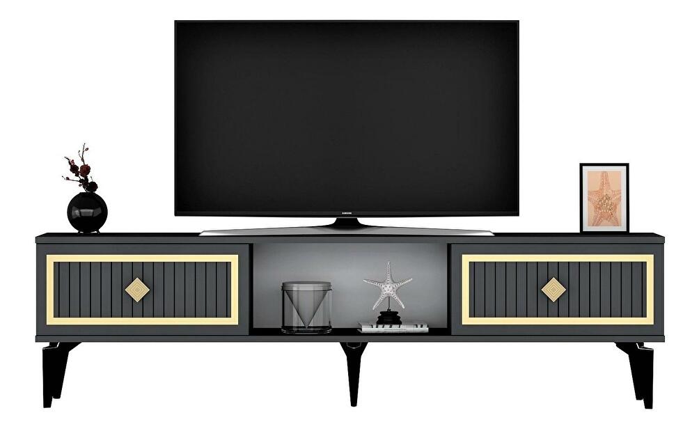  TV stolek/skříňka Kututa 2 (antracit + zlatá)