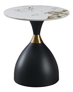 Konferenční stolek Odoso (mramor bílý + černá + zlatá)