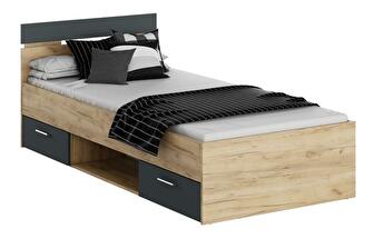 Jednolůžková postel 90 cm Michigin (dub artisan + grafit) (s úložným prostorem)
