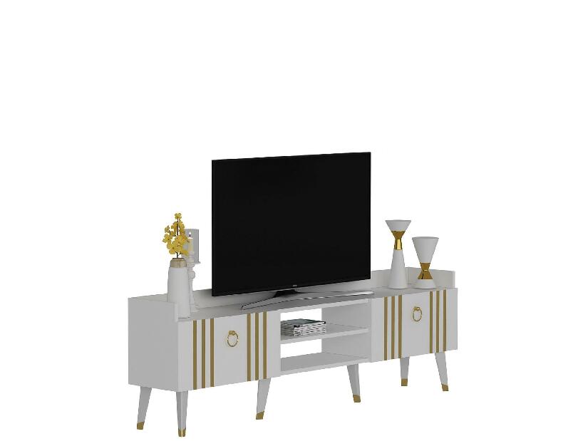  TV stolek/skříňka Netibo 1 (bílá + zlatá)