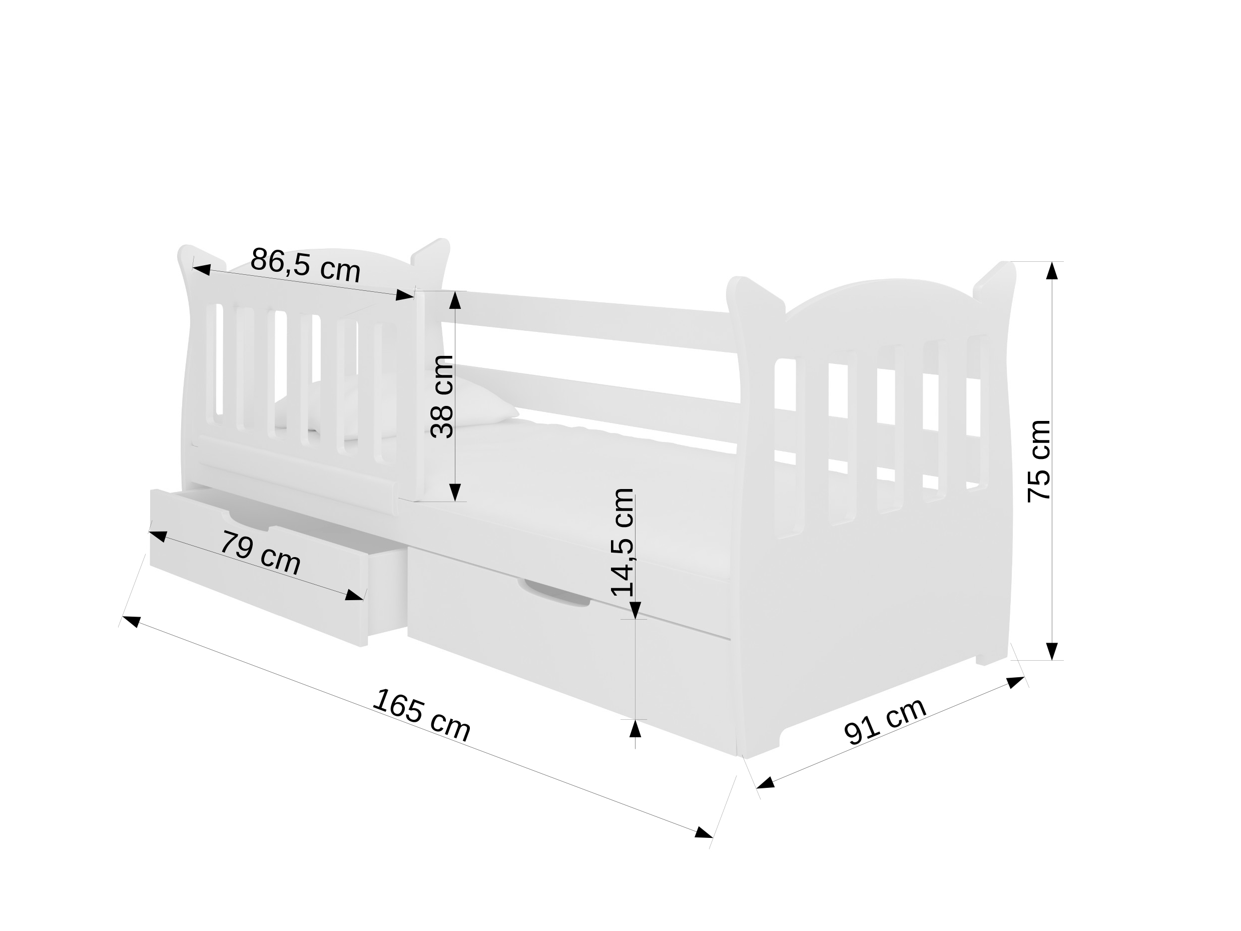 Dětská postel 160x75 cm Lenka (s roštem a matrací) (bílá + růžová)