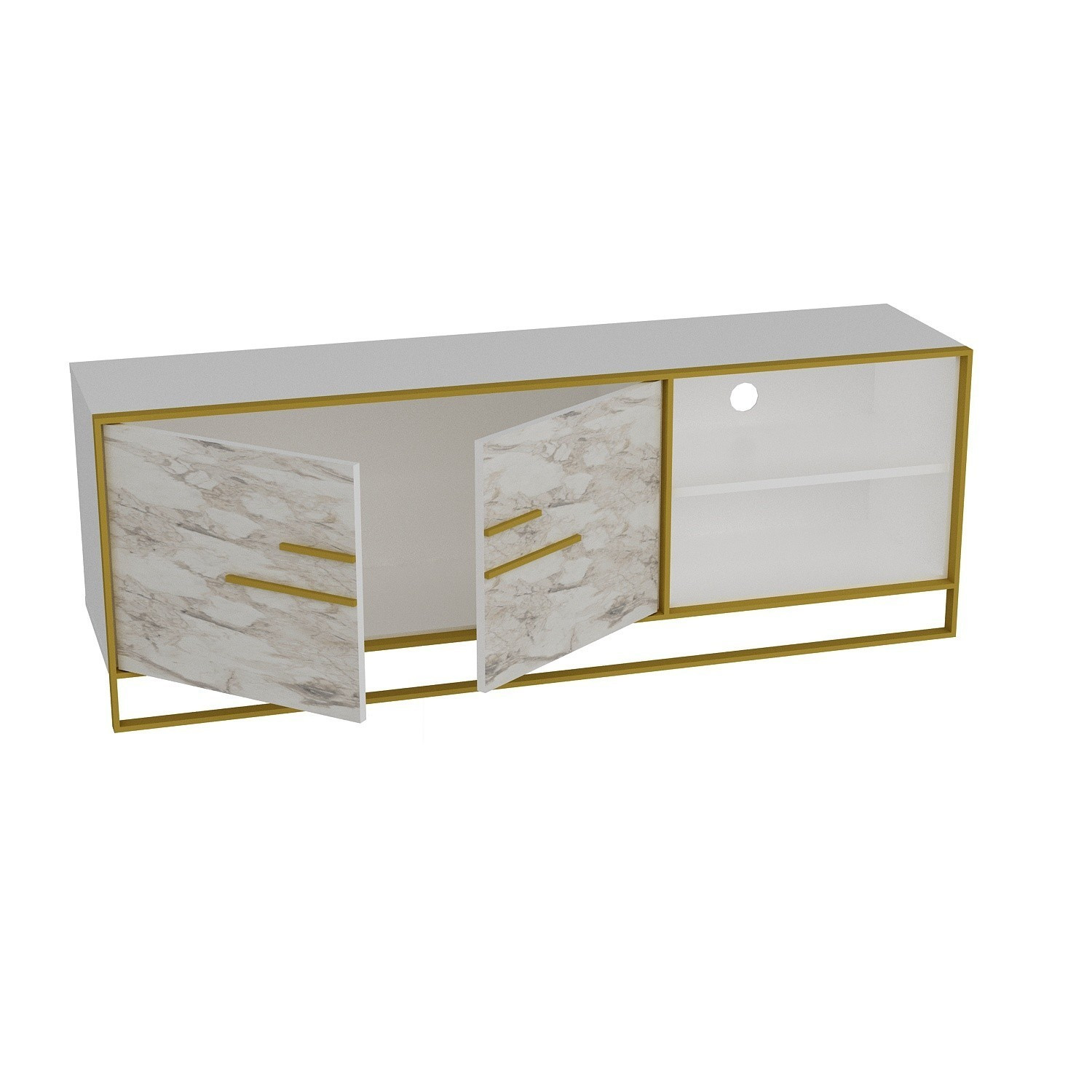 TV stolek/skříňka Poppy (Zlatá + Bílá)