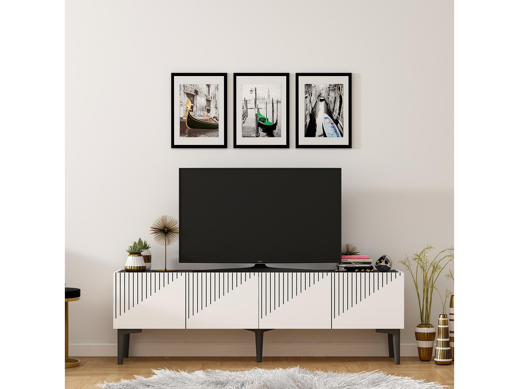  TV stolek/skříňka Tomune 4 (bílá + černá)