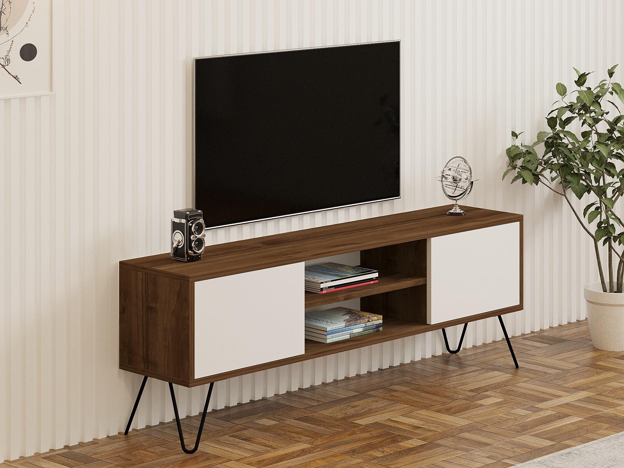  TV stolek/skříňka Donoko (ořech + bílá)