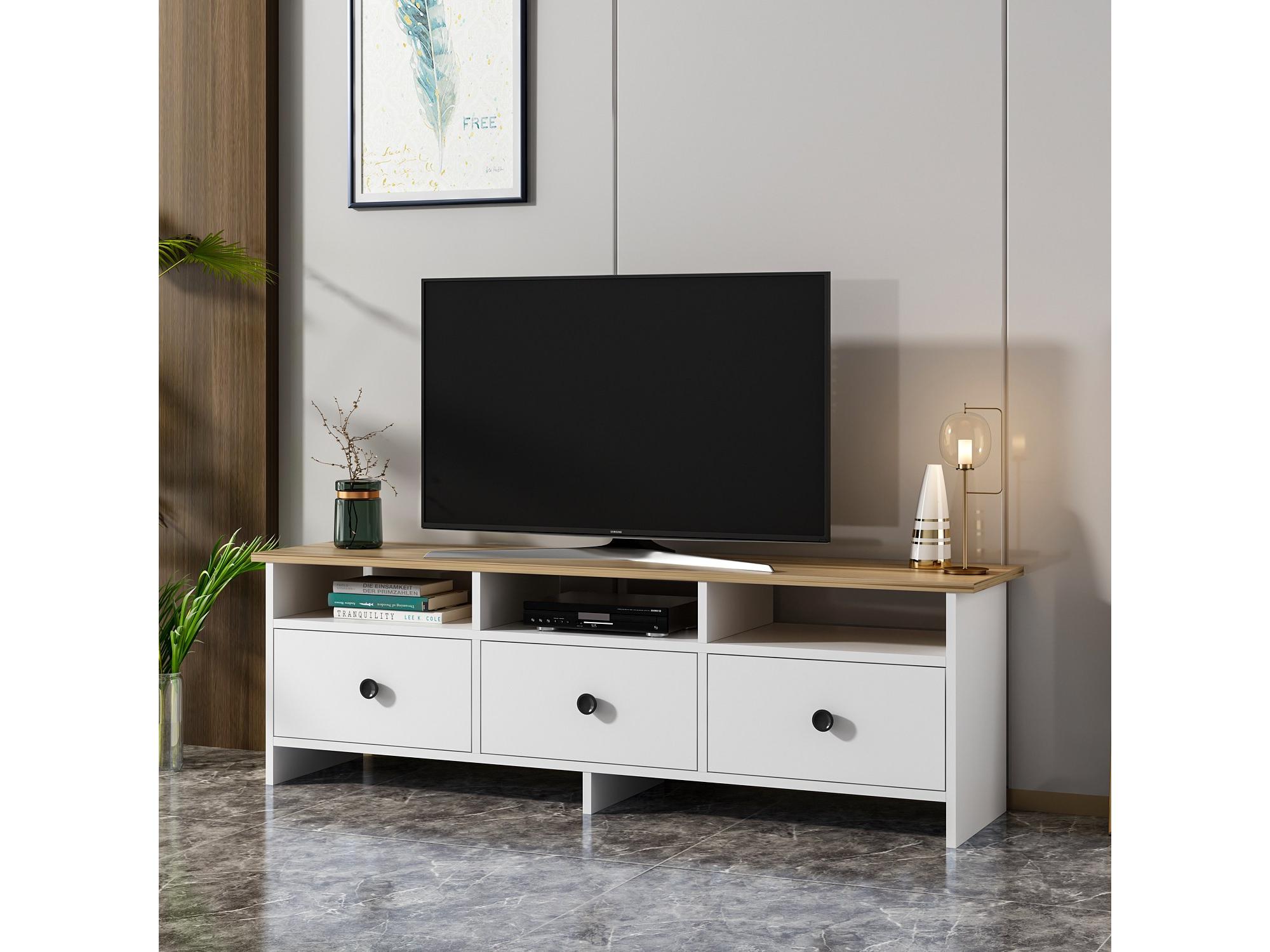 TV stolek/skříňka Ottawa (bílá + dub safírový)