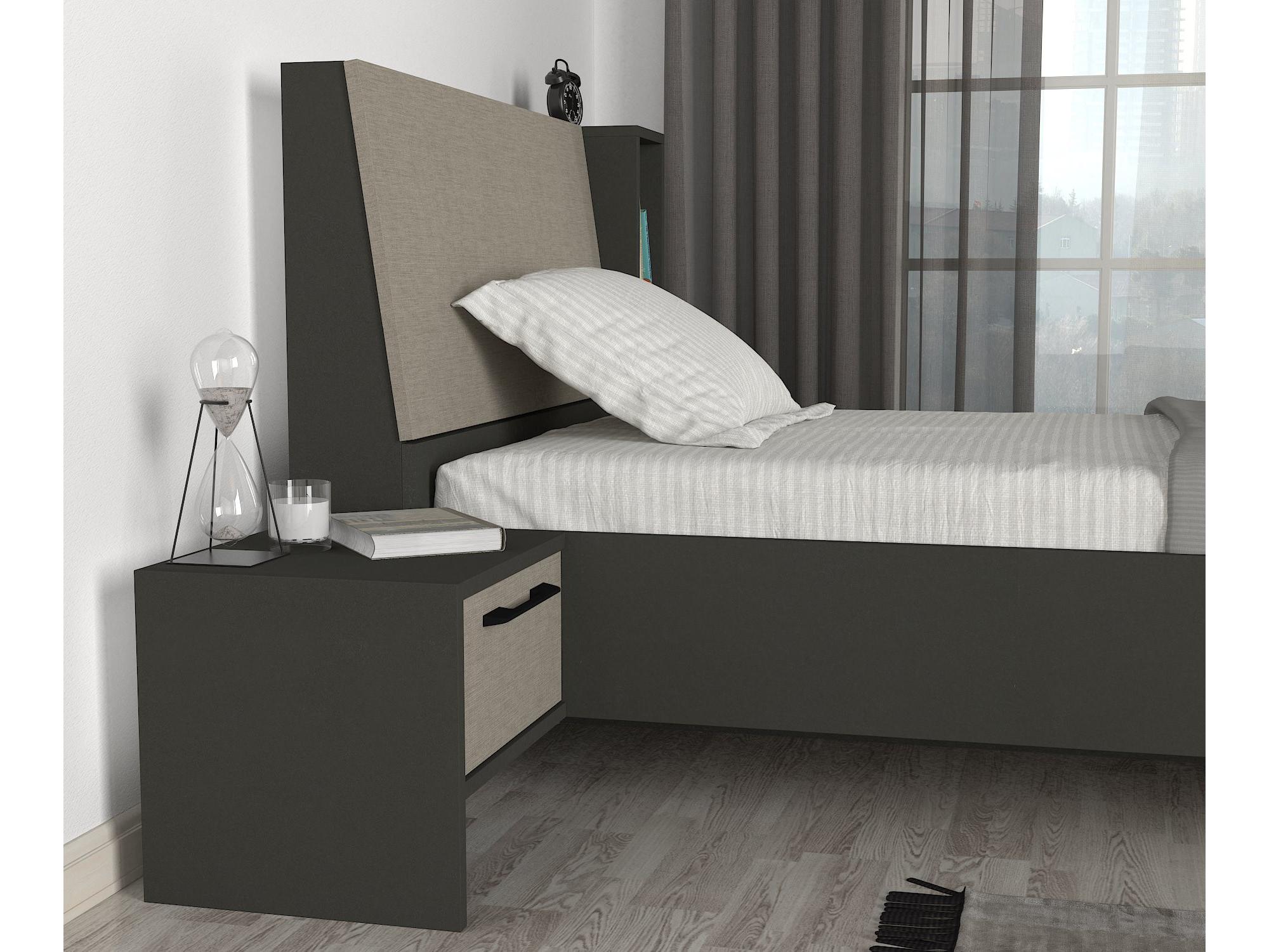 Jednolůžková postel 90 cm s nočním stolkem Carusela (krémová)