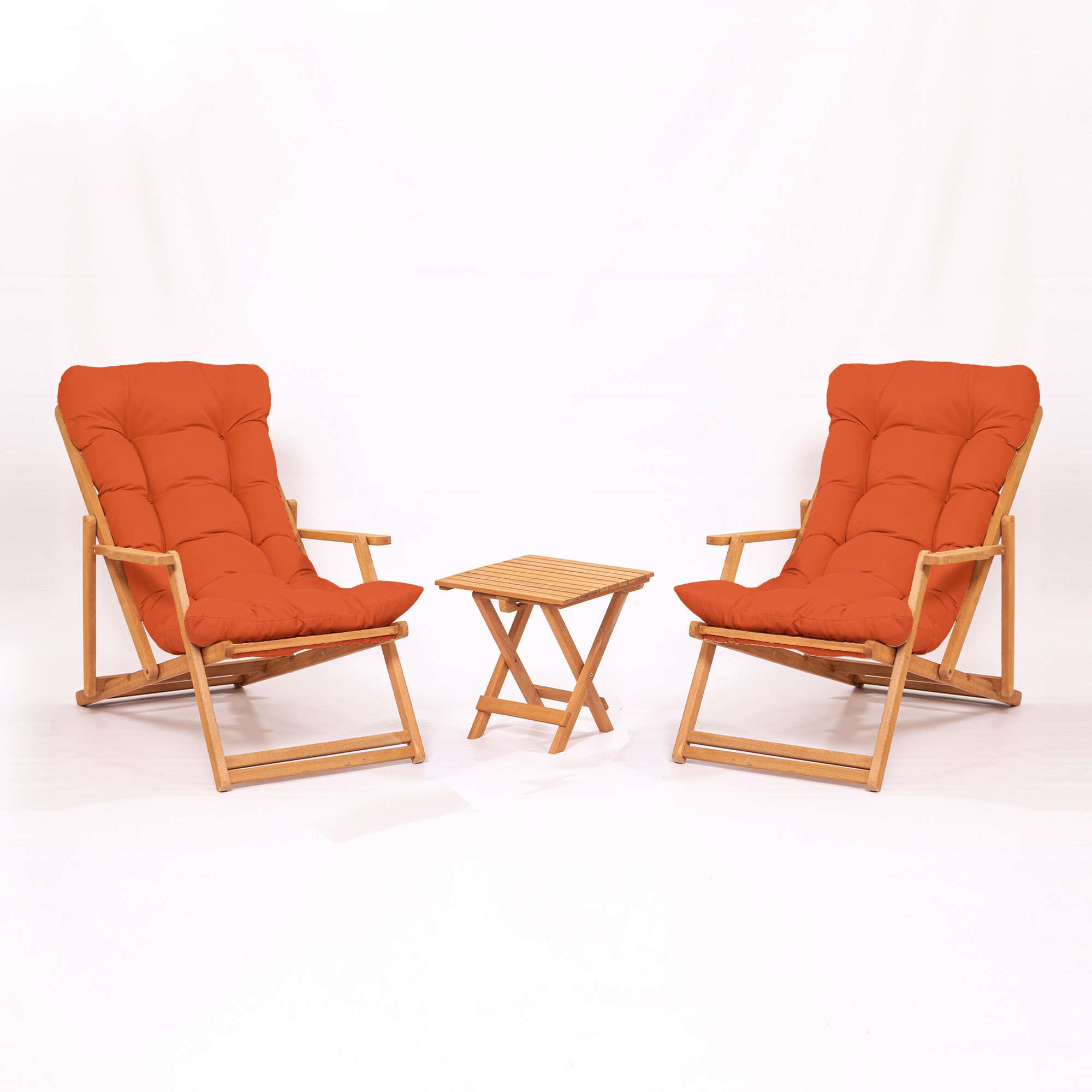 Sada zahradního stolu a židlí (3 kusy) Minnie (oranžová + přírodní)