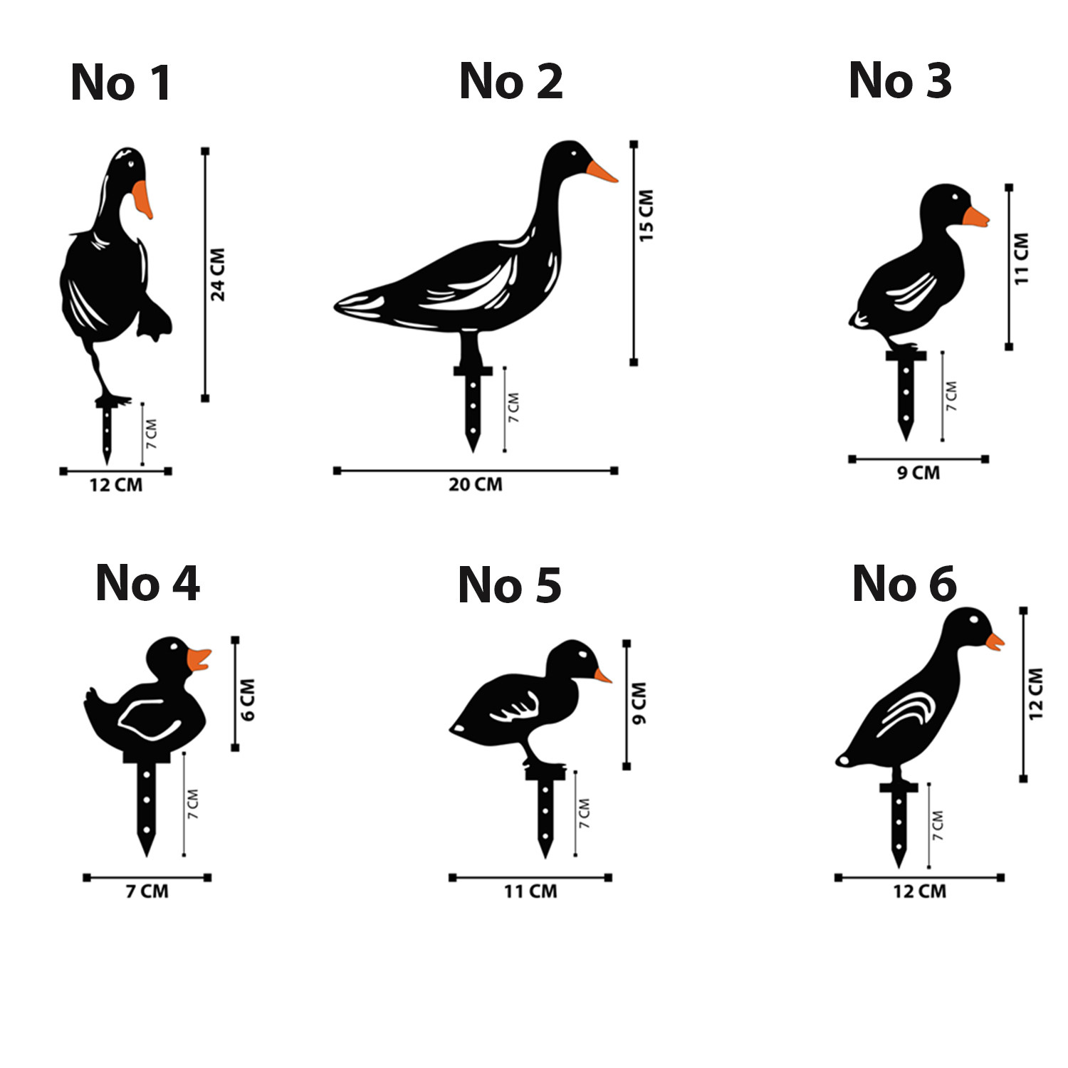 Dekorativní sada kovových doplňků do zahrady Duckie (černá)