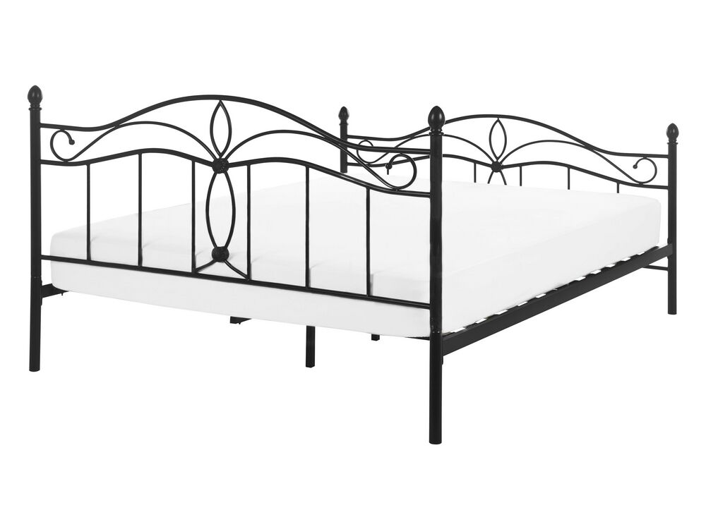 Manželská postel 140 cm Aicha (černá) (s roštem)