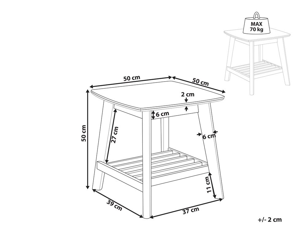 Příruční stolek Thad (světlé dřevo)