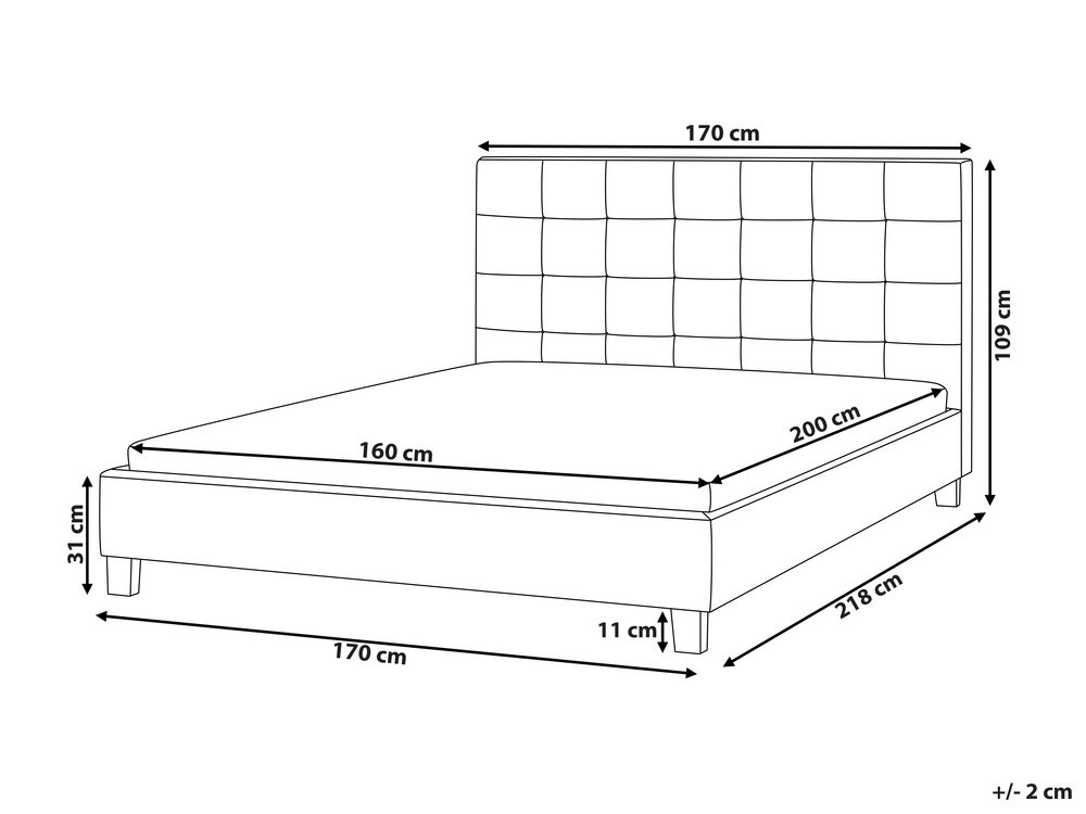 Manželská postel 160 cm Rhiannon (béžová) (s roštem)