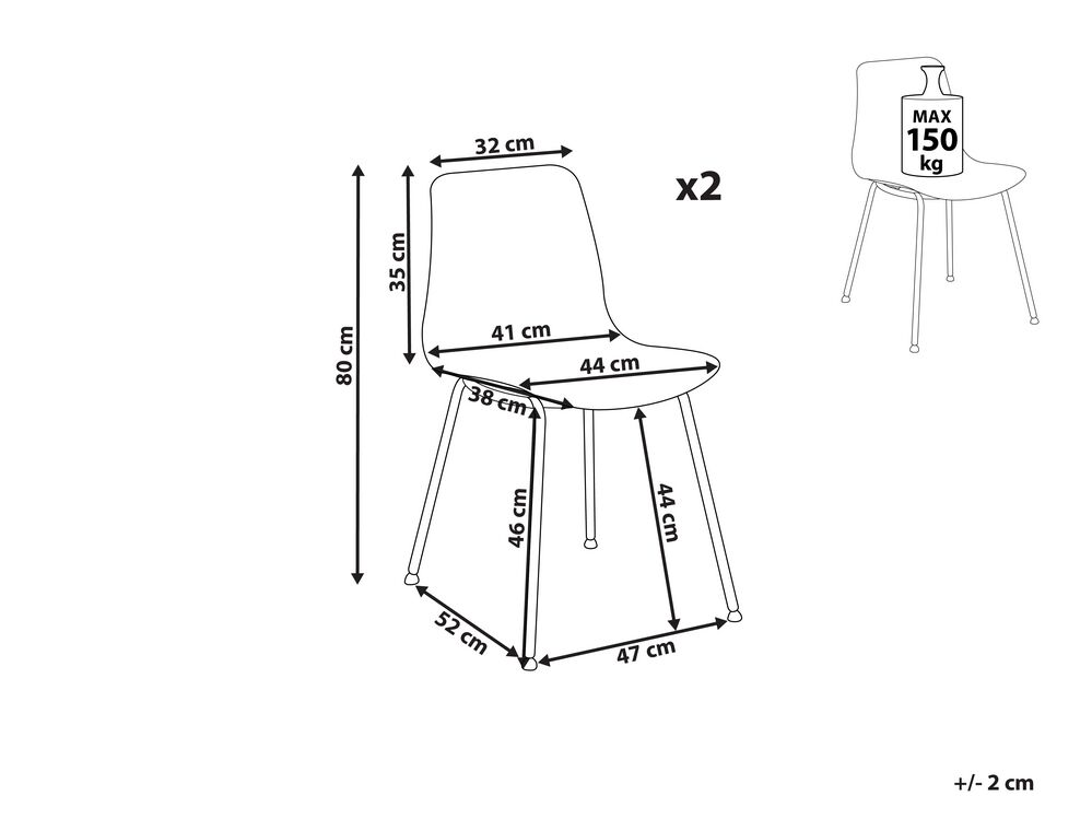 Set 2 ks jídelních židlí Looza (šedá)