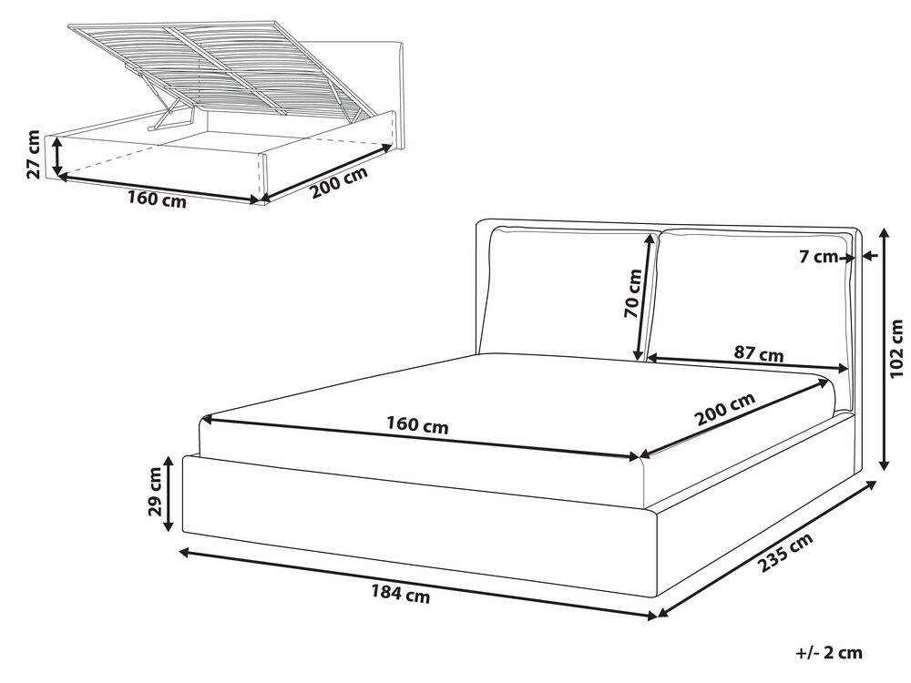 Manželská postel 160 cm Berit (béžová) (s roštem) (s úl. prostorem)