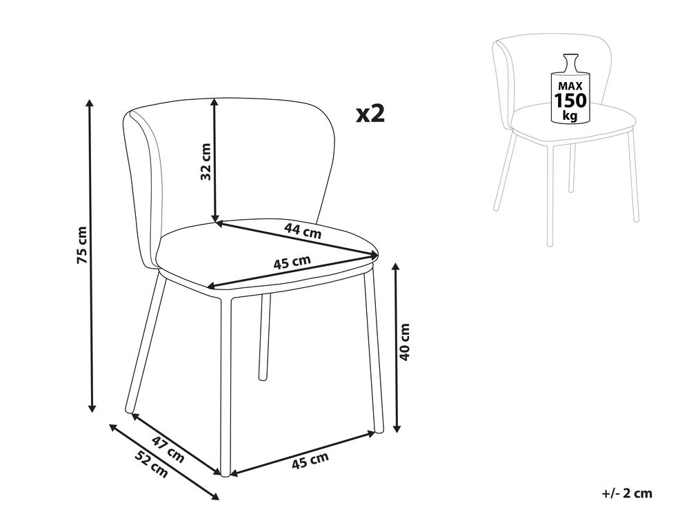 Set 2 ks jídelních židlí Minik (šedá)