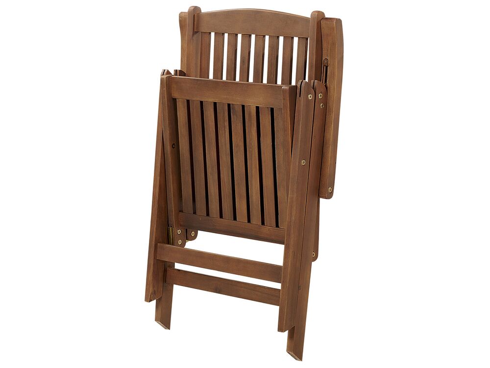 Set 2 ks zahradních židlí Amati (tmavé dřevo + krémová)