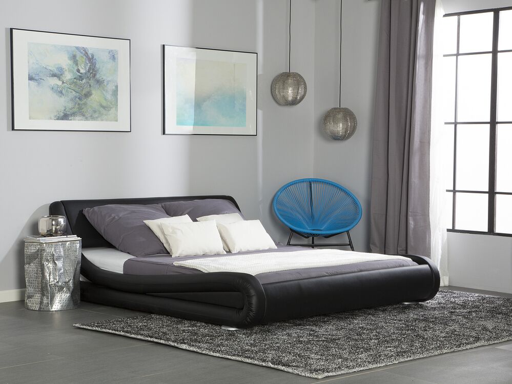 Manželská postel 180 cm AVENUE (s roštem) (černá matná)