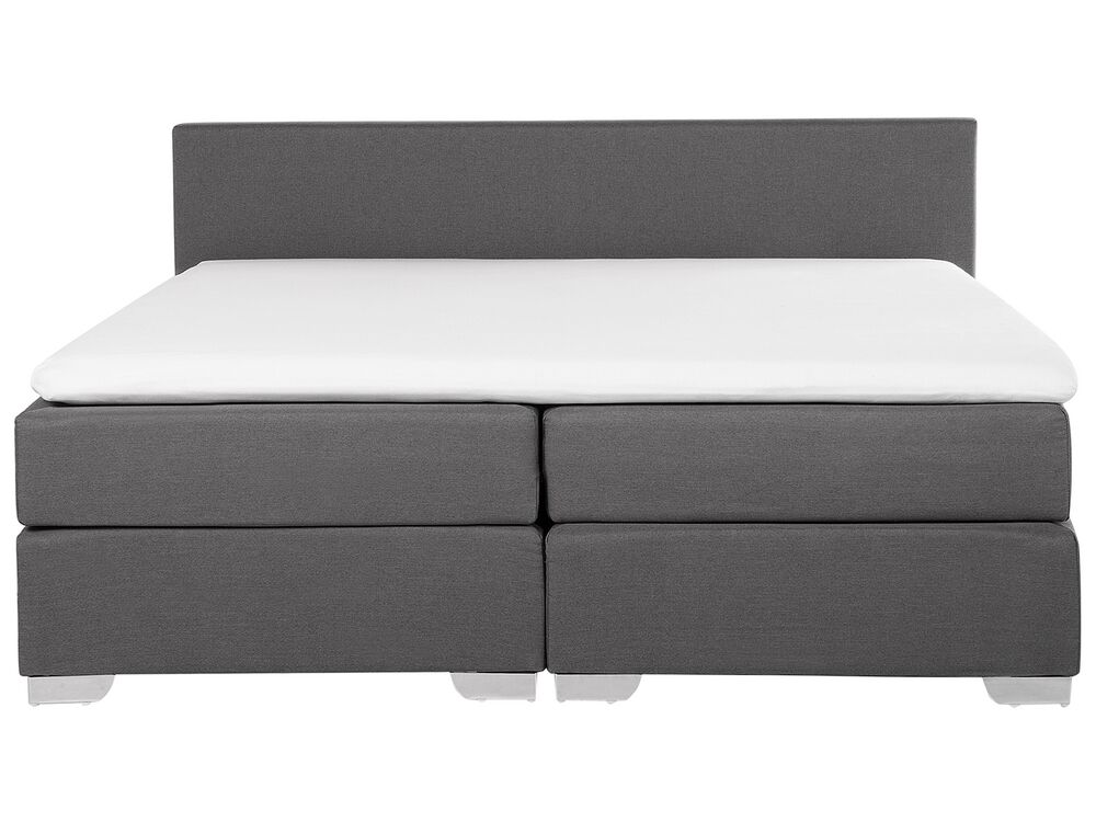 Boxspring postel 180 cm PRESS (polyester) (šedá) (s matrací a úložným prostorem)