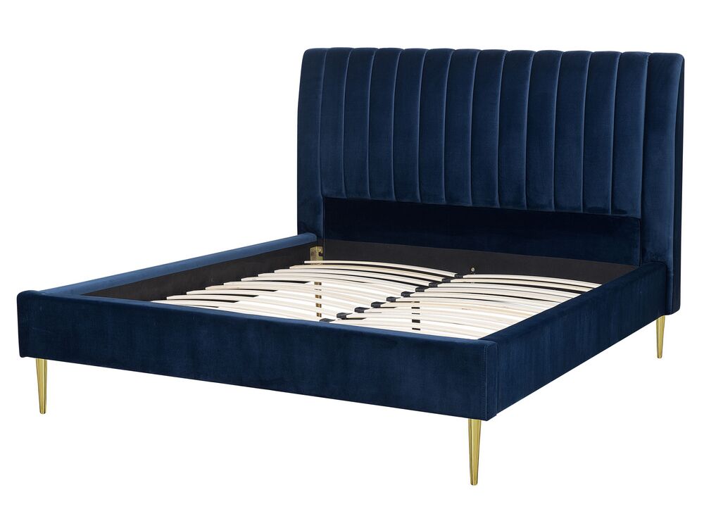 Manželská postel 160 cm MASALA (s roštem) (modrá)