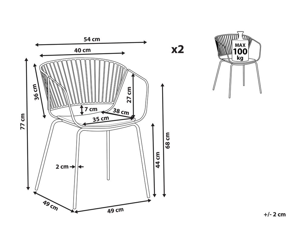 Set 2 ks. jídelních židlí RAGOR (měděná)