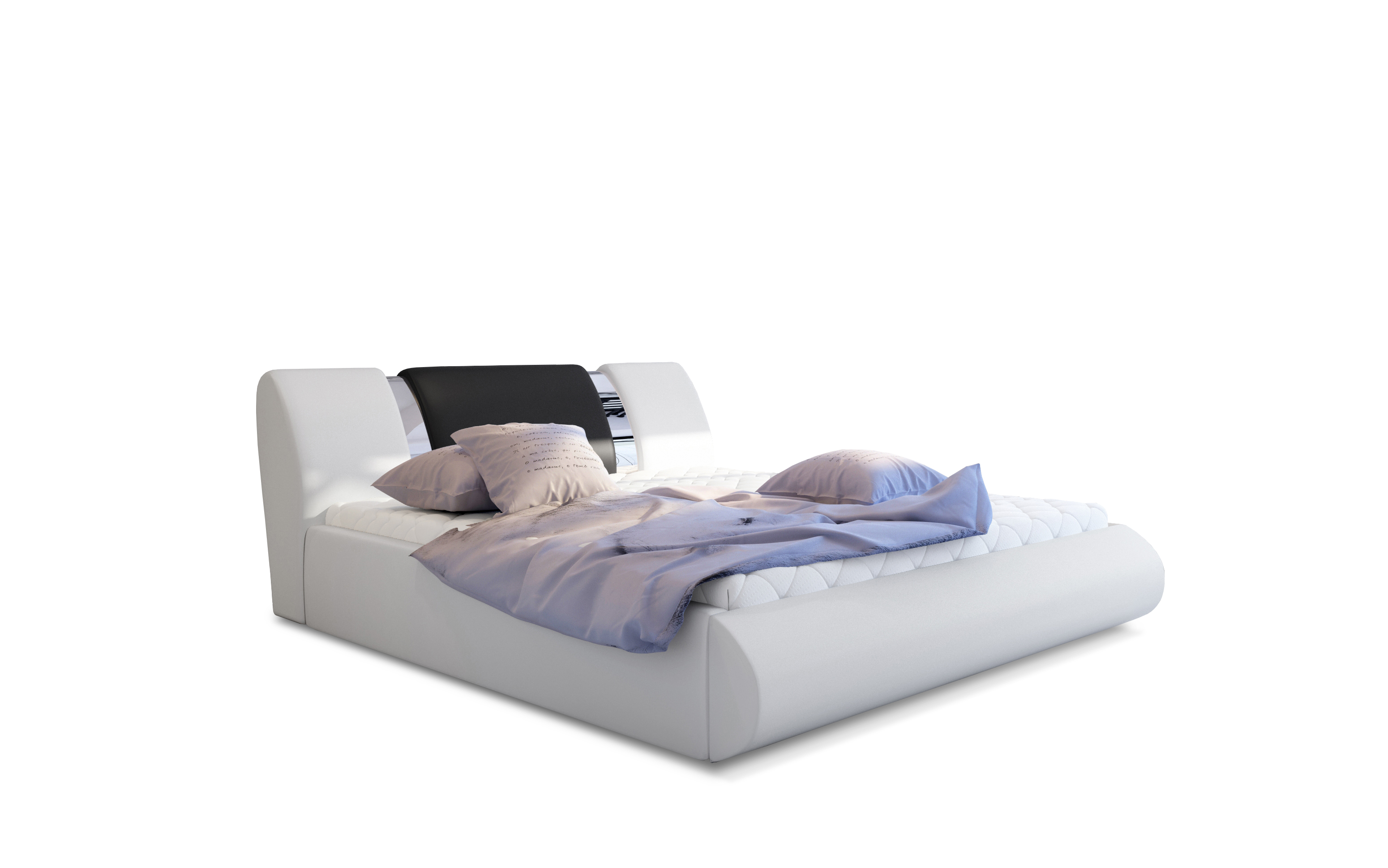 Manželská postel 180 cm Fabio (bílá + černá) (s roštem a úl. prostorem) *výprodej