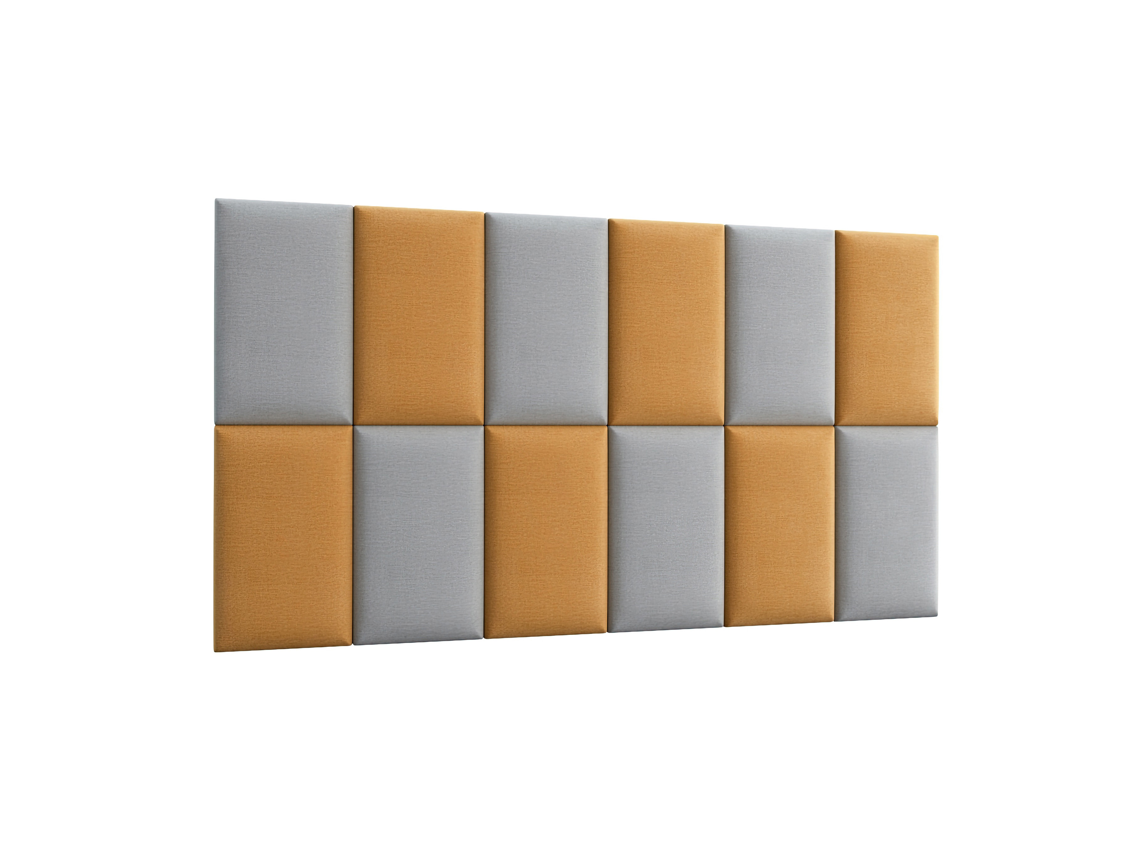Set 12 čalouněných panelů Quadra 180x100 cm (hořčicová + světlešedá)
