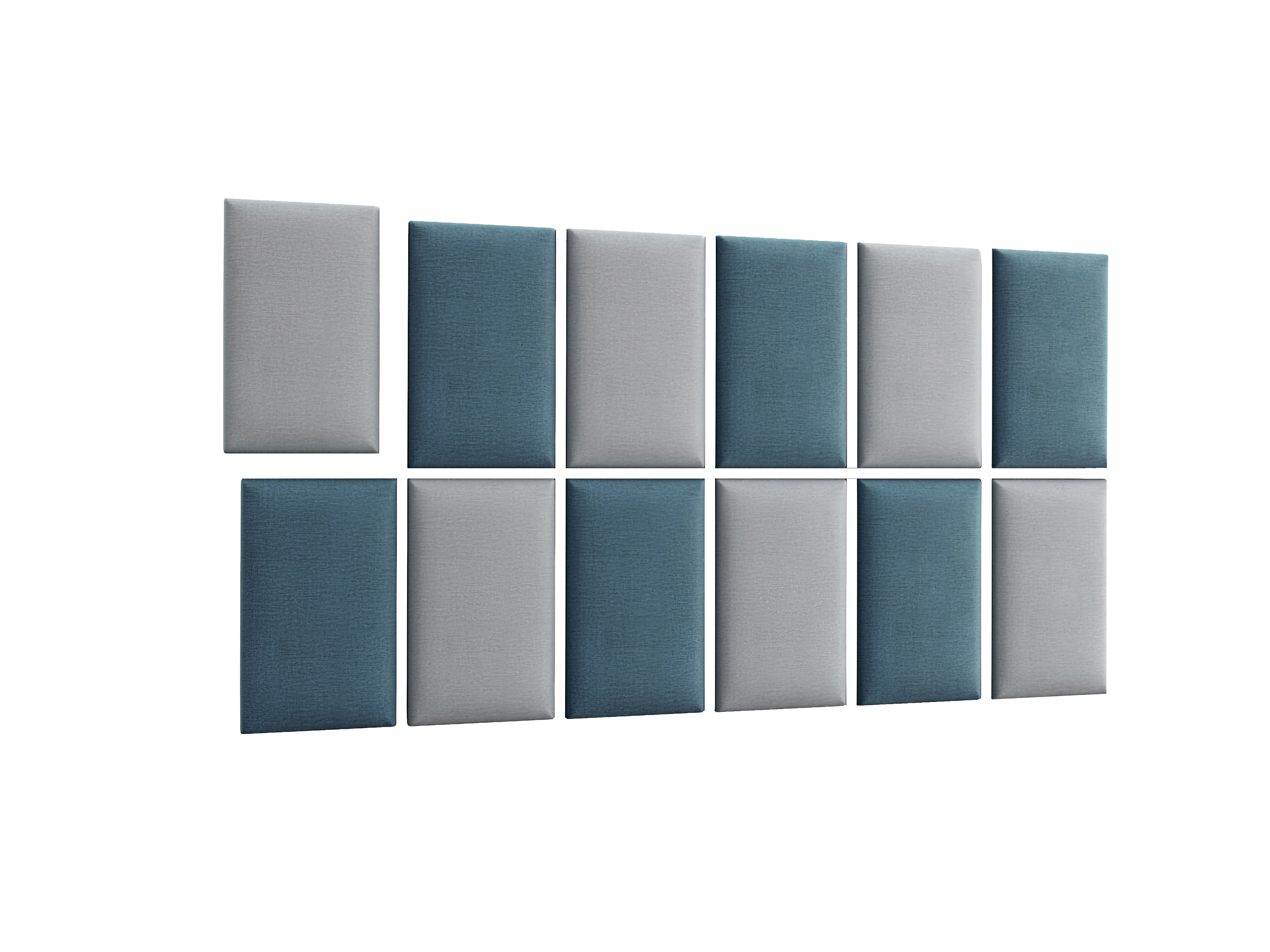 Set 12 čalouněných panelů Quadra 180x100 cm (mentolová + světlešedá)