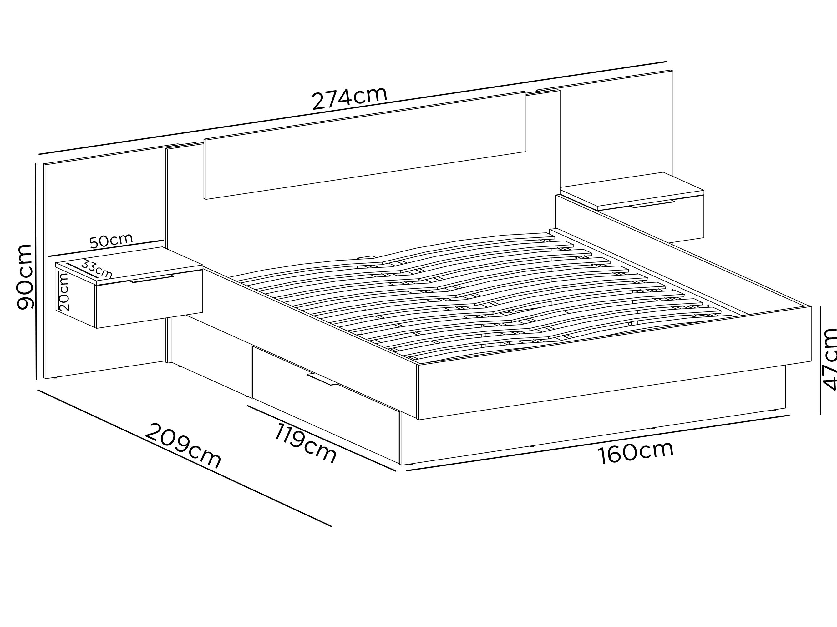 Manželská postel 160 cm Lewell (s čelním rámem) (s roštem a úl. prostorem) (craft zlatý + černá)