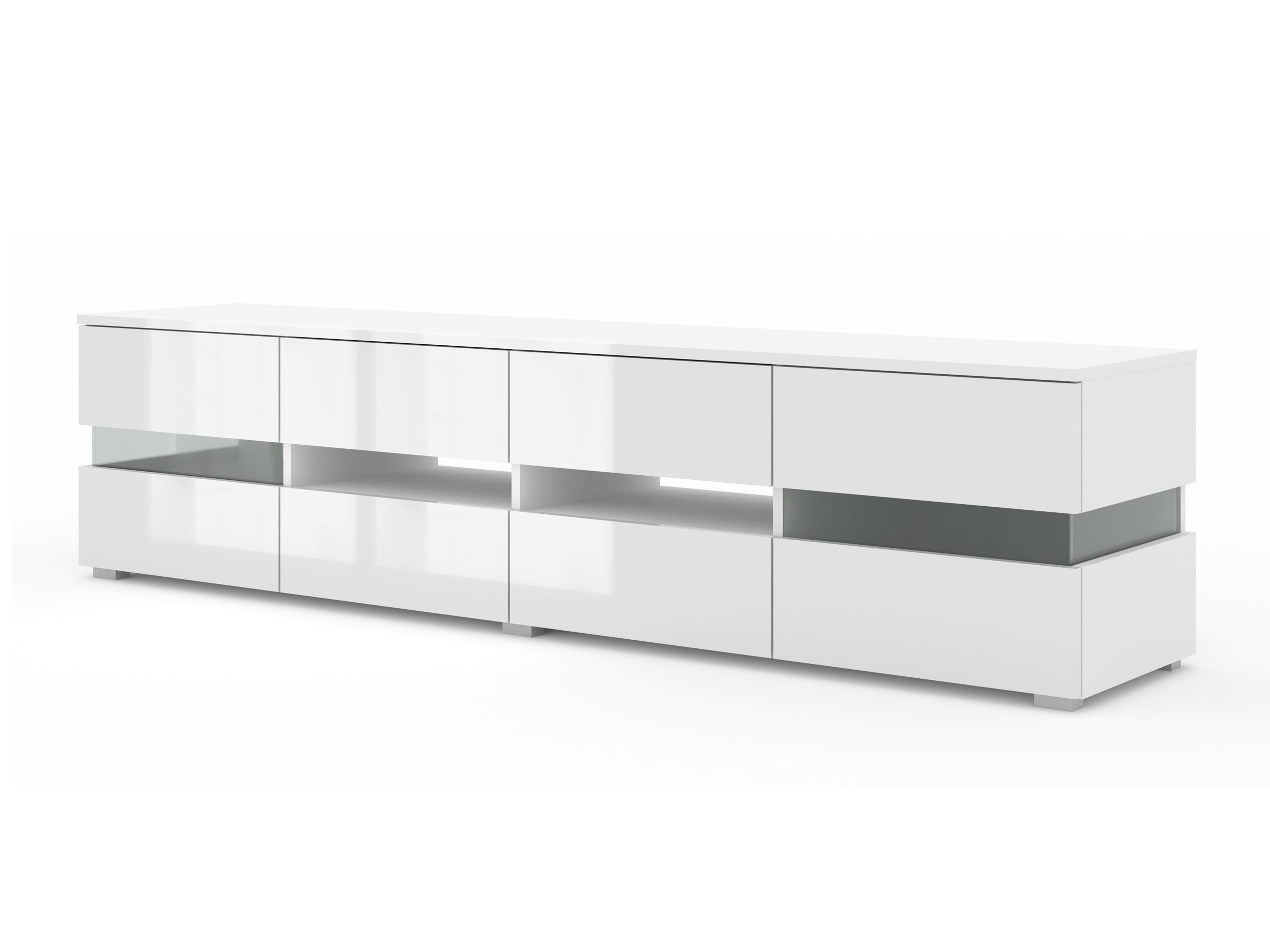 TV stolek/skříňka Vaimo (matná bílá + lesklá bílá)