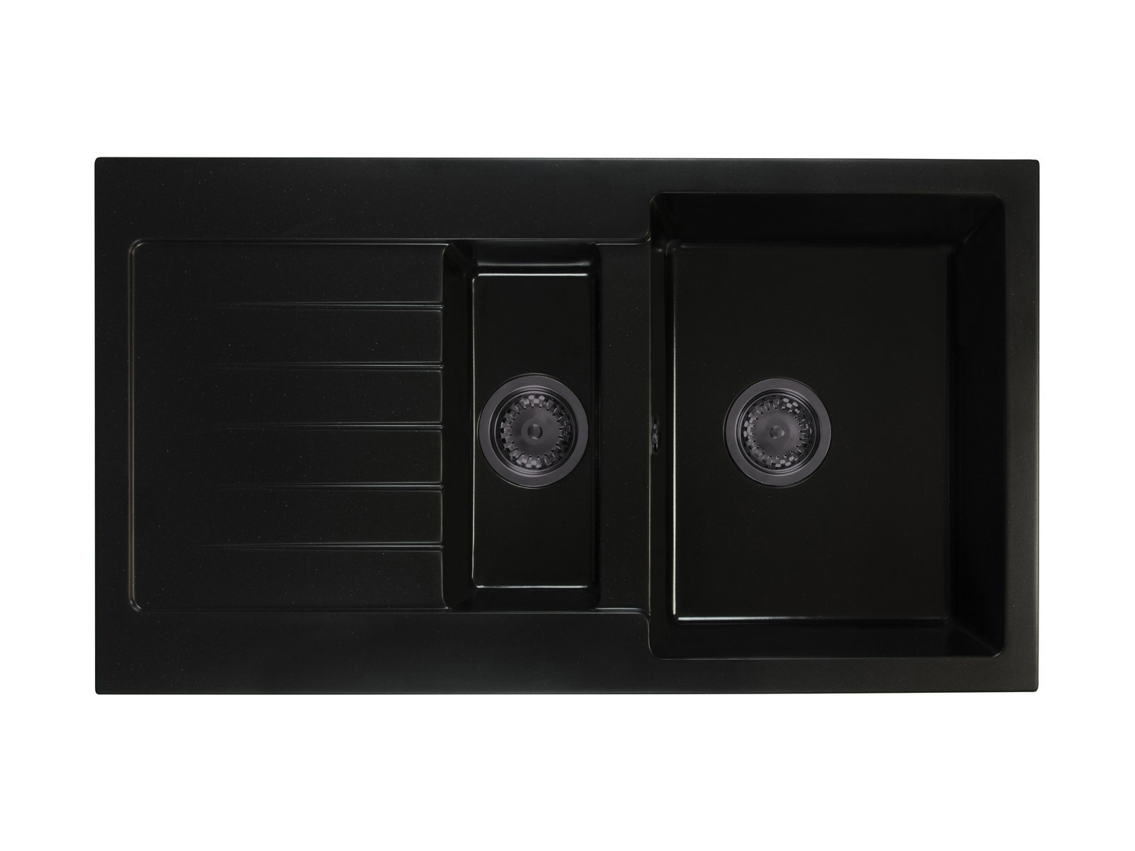 Kuchyňský dřez Altava (černá) (se 2 otvory pro baterii) (L)