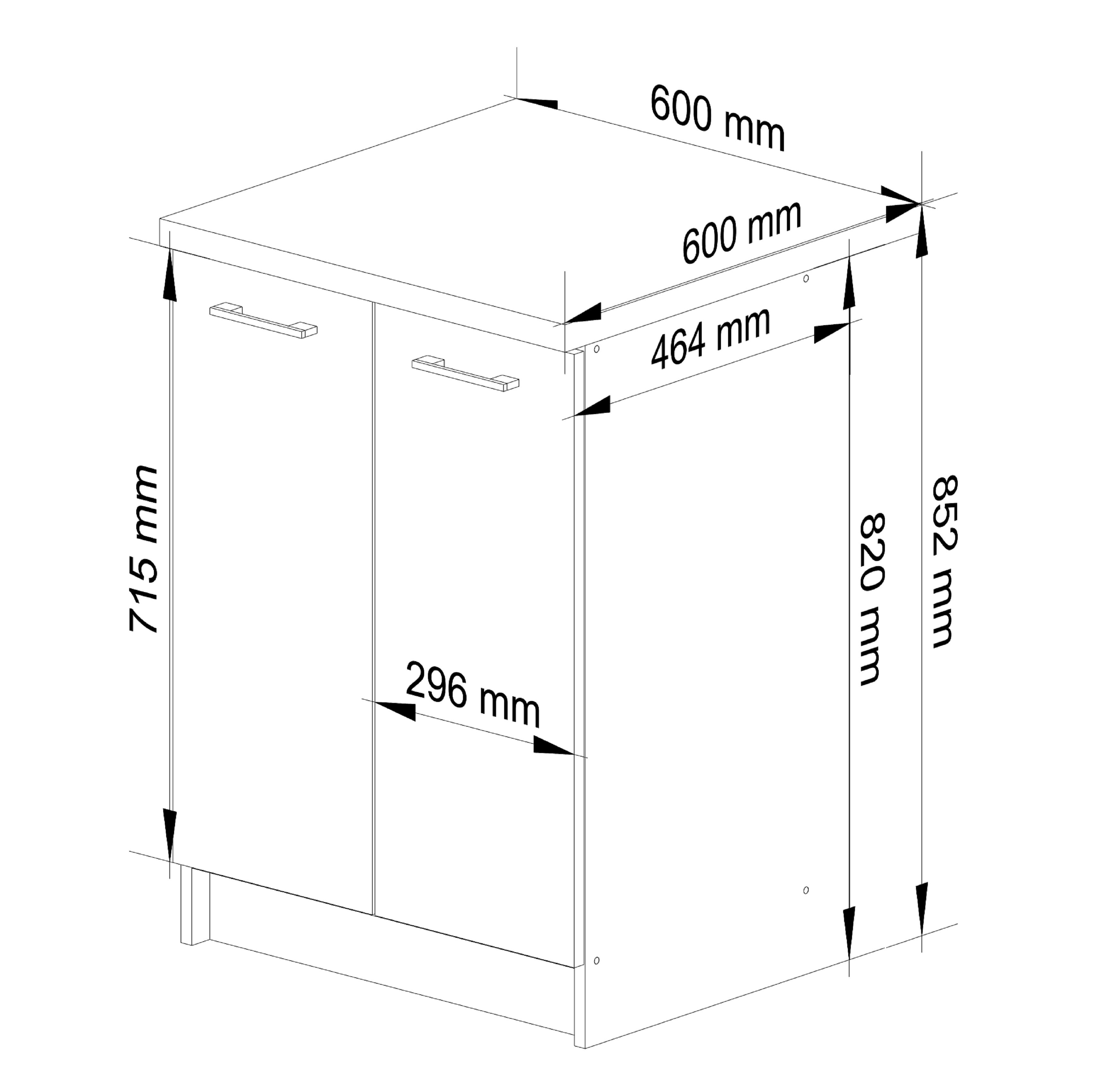 Dolní kuchyňská skříňka Ozara S60 2D (bílá + grafit lesk)